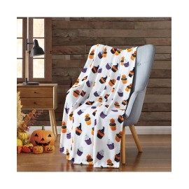 Halloween Jack O Lanterns & Spooky Ghosts Cupcakes Oversized Accent Throw Blanket - 50 In. W X 70 In. L