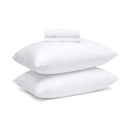 Breathable Microfiber Pillow Protector with Zipper – White (4 Pack)