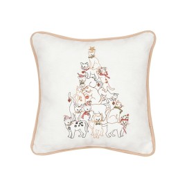 Cat Tree Embroidered Pillow