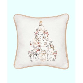 Cat Tree Embroidered Pillow