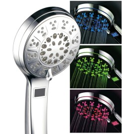 Hotel Spa 3 Color LED Hand Shower with Temperature Display